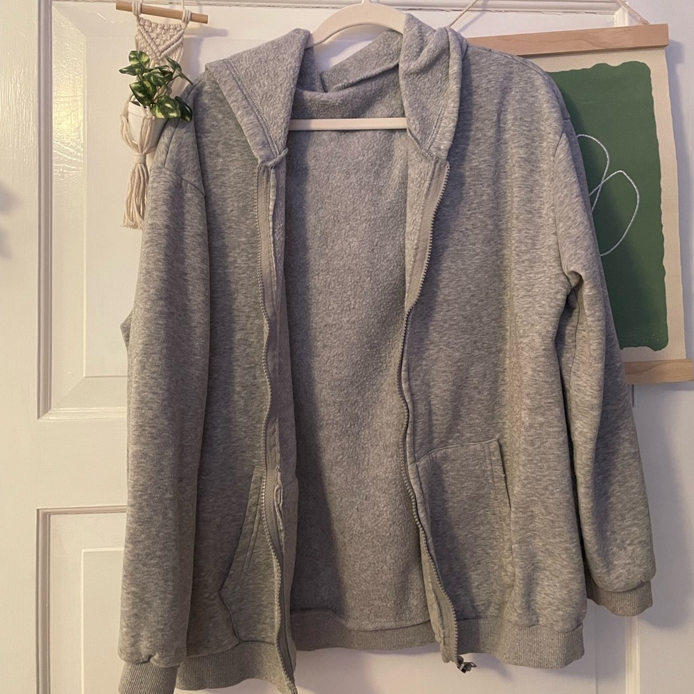 Gray zip up from shein soft and about a medium